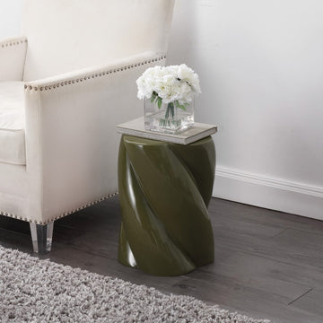 Yves 18" Modern Minimalist Rope Twist Ceramic Indoor-Outdoor Garden Stool
